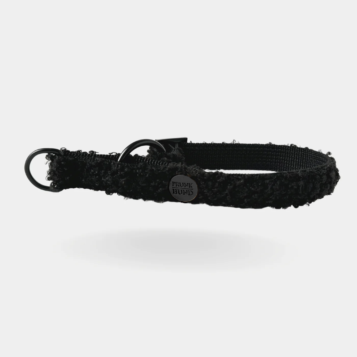 Zugstopp Halsband TEDDY black aus boucle Stoff