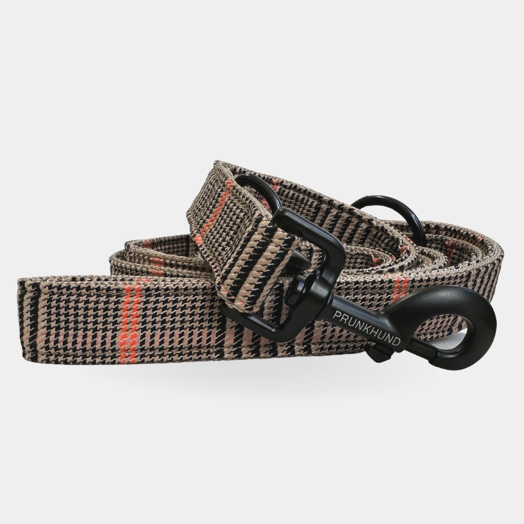 BLACK TARTAN Hundeleine – Schwarz-weiß Kariert, Robust, Passend Zum Geschirr & Bandana, Urban Pup Design