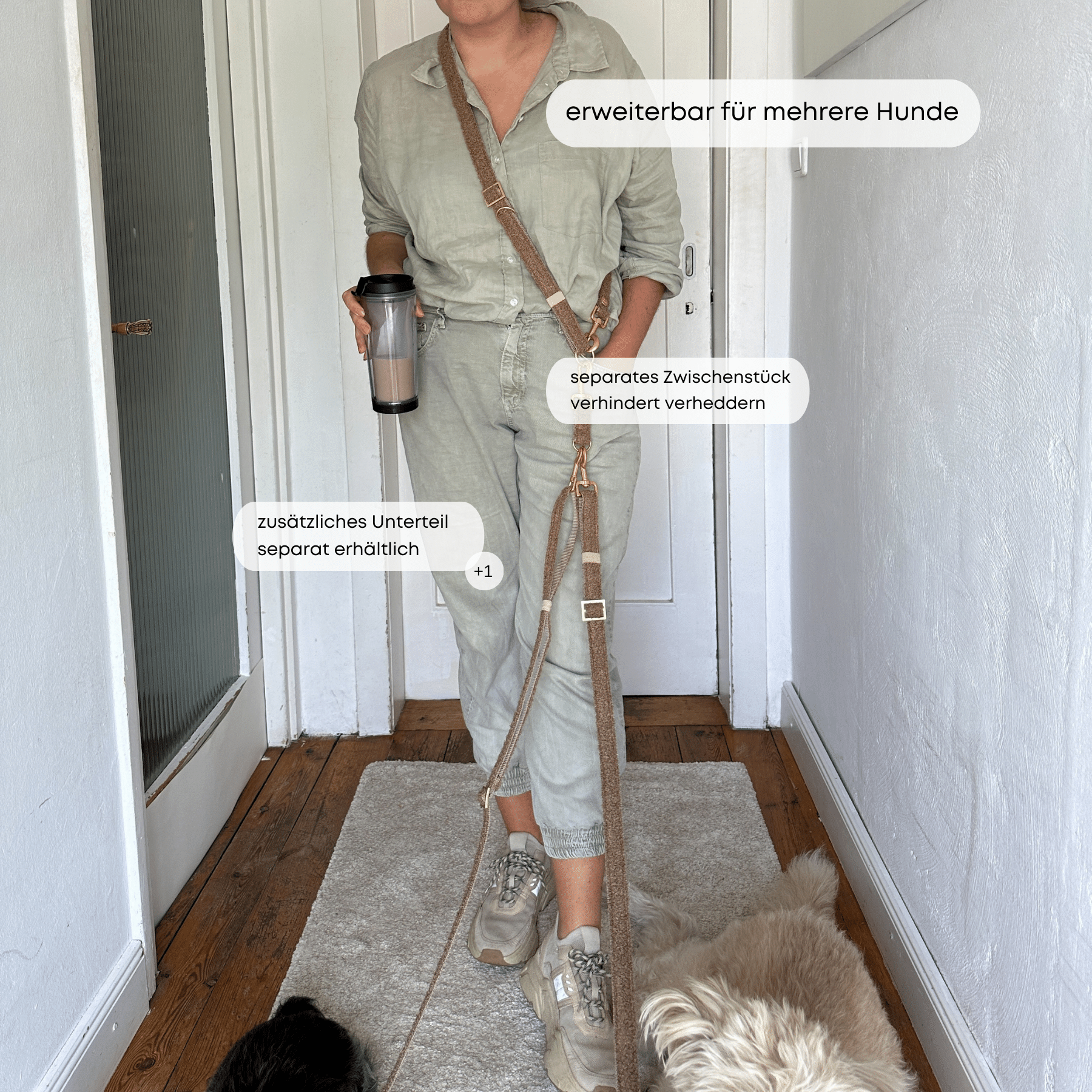 ESSENTIAL additional leash TEDDY tan