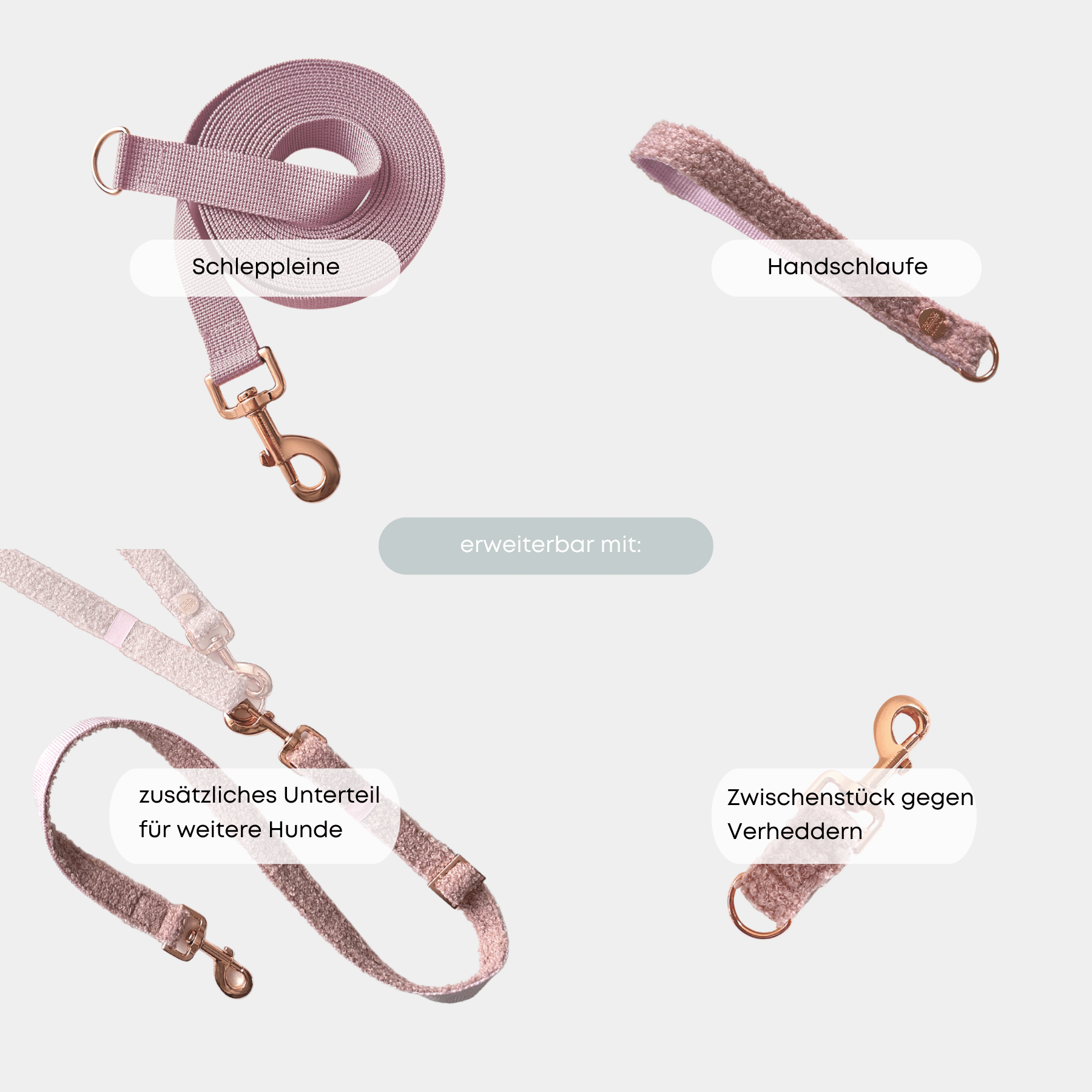 ESSENTIAL leash TEDDY blush