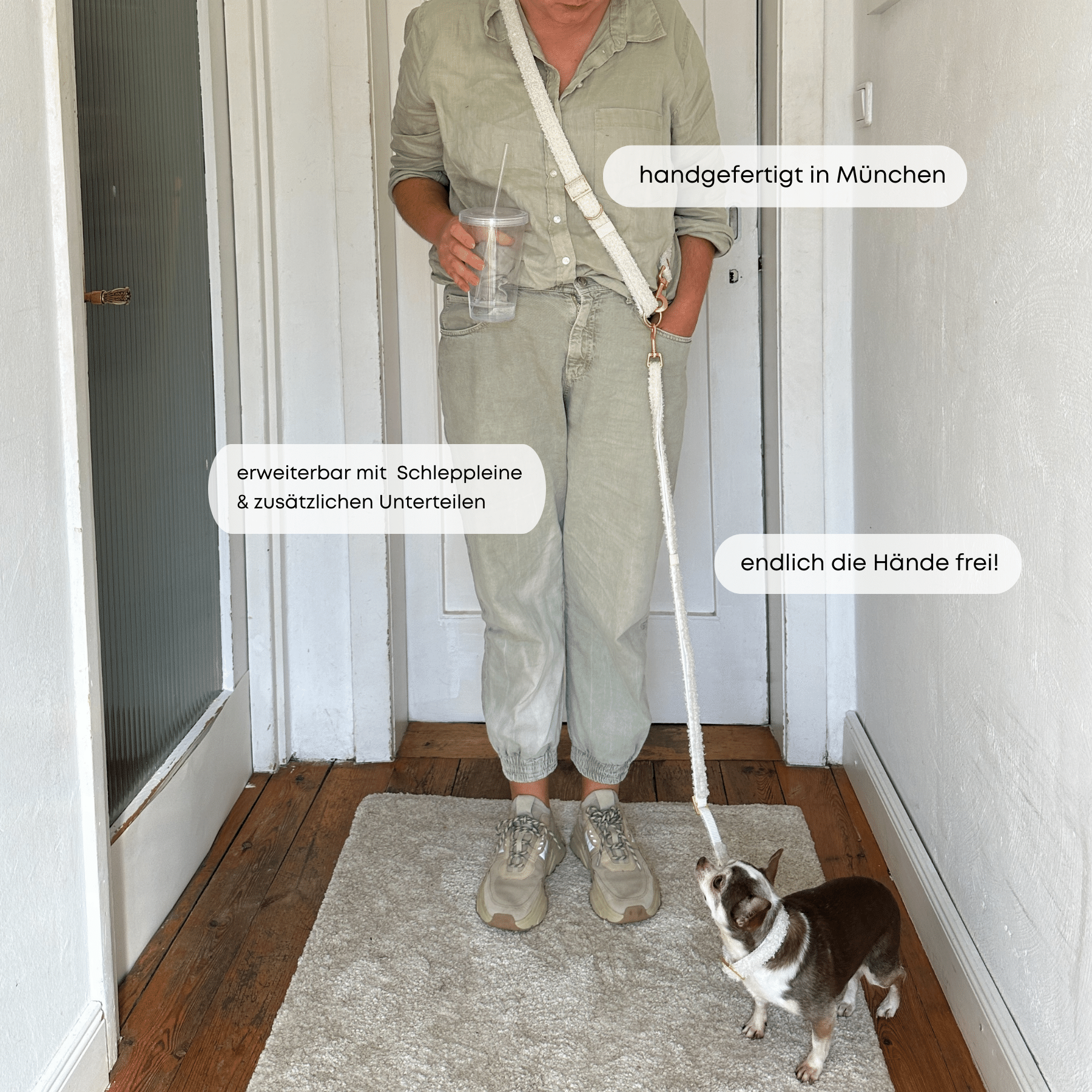 ESSENTIAL leash TEDDY cream