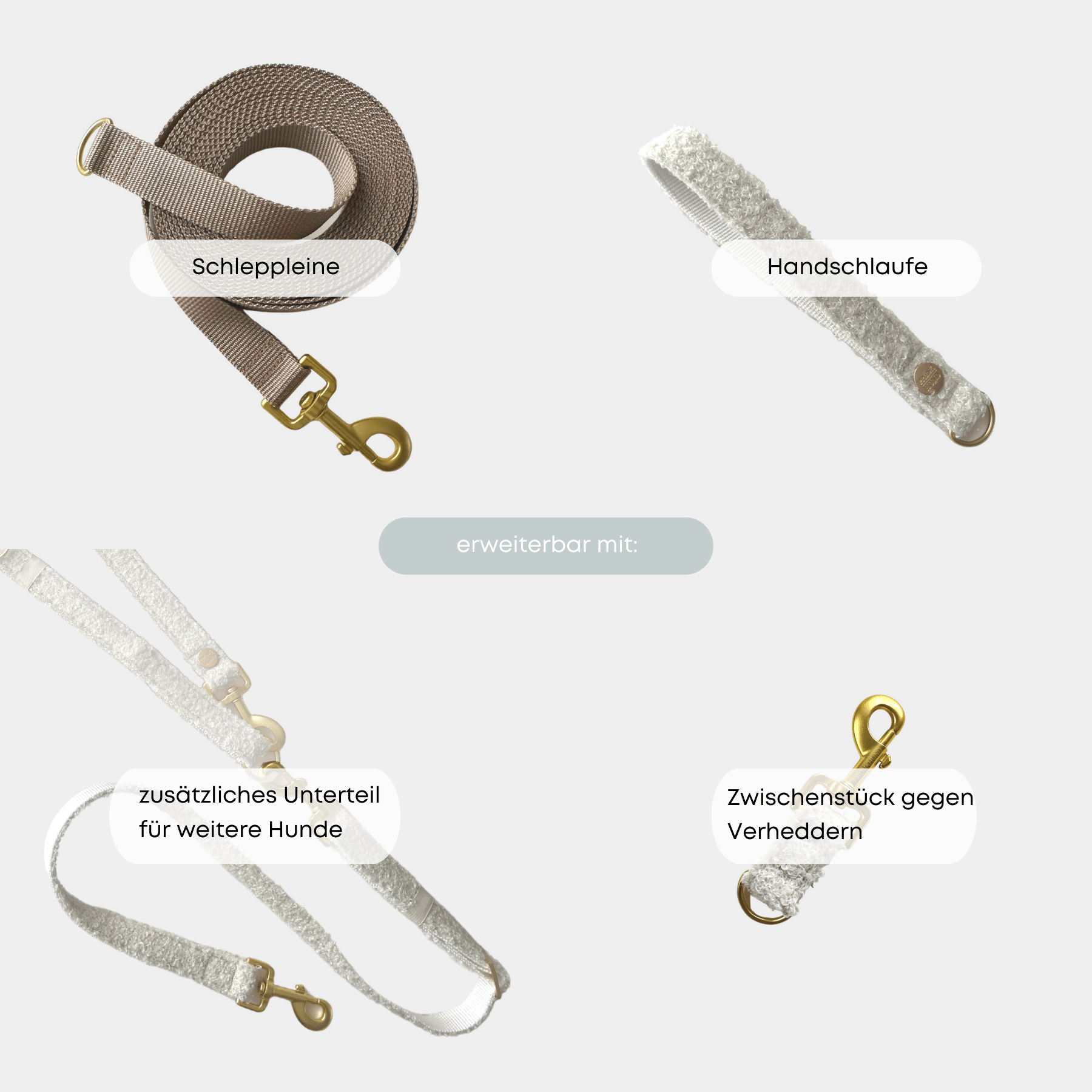 ESSENTIAL leash TEDDY cream