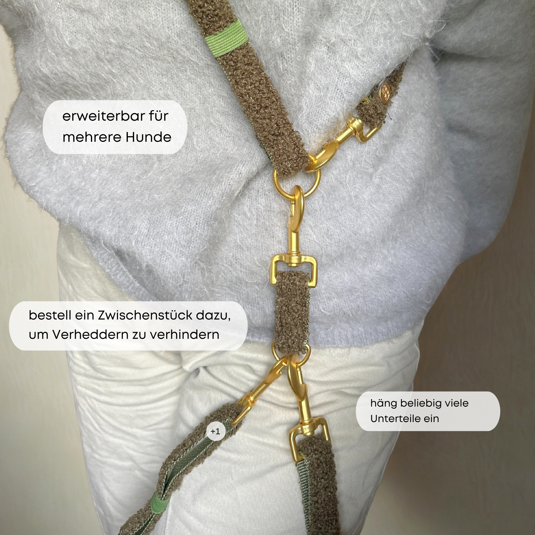 ESSENTIAL additional leash TEDDY tan